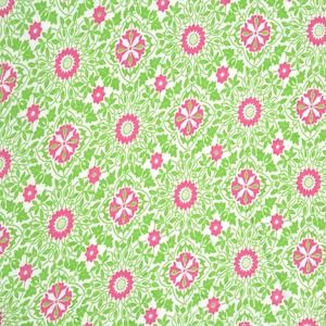Vintage Floral Fabric 3.5 yard Green Pink Damask Cotton Blend Retro Sewing Craft